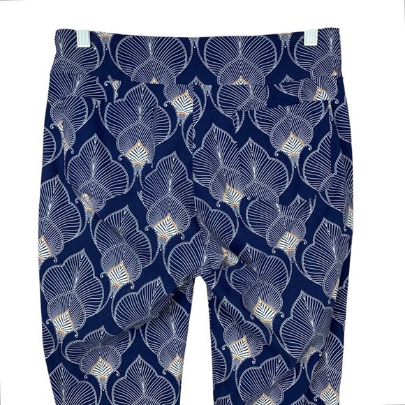 J McLaughlin Kick Flare Pants Pull On Blue White Cropped Women's 6 - Flaw - Picture 5 of 8